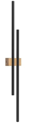 Moderne Wandleuchte LED 90 cm hoch indirektes Licht Metall Holz in Schwarz Kiefer warmweiß 3000 K 2920 lm BRODY Wandlampe Wohnzimmer Flur Treppe