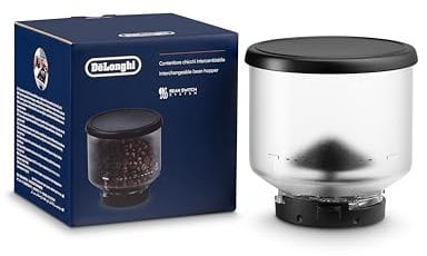 De'Longhi Bohnenbehälter DLSC403, austauschbarer Bohnenbehälter für De'Longhi Rivelia Kaffeevollautomat, inkl. 250 g Kaffeebohnen, Schwarzer Deckel