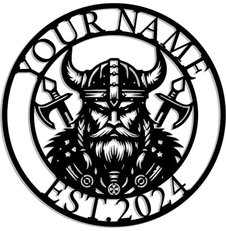 Custom Viking Metal Sign,Personalized Odin Metal Wall Decor, Personalized Nordic Name Est Sign, Scandinavian Decor, Viking Lover Gift, Fathers Day, Mancave Decor,Icelandic Art,Custom Viking Skull