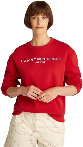 Tommy Hilfiger Damen Sweatshirt ohne Kapuze, Rot (Primary Red), XL