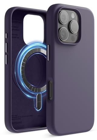 elago Cover Magnetica in Silicone Compatibile con iPhone 16 Pro Cover 6.3 pollici Compatibile con tutti gli accessori MagSafe - Magneti Integrati, Silicone a Presa Morbida, Antiurto (Viola Scuro)