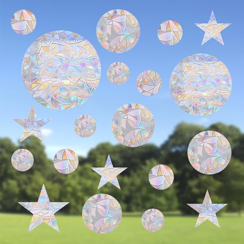 JUNART 39 Pcs Window Decals for Birds Strikes, Rainbow Window Strike Prevention Stickers, Suncatcher Window Cling