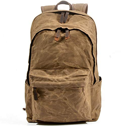 LVUNZJCA Herrenrucksack Retro Casual Daypacks Rucksack Leinwand Wanderschule Rucksack Vintage Bookbag für Schule, Wandern, Camping(Khaki)