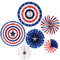 Party Set with Hanging Paper Fans 6 Pieces, Red Navy Blue Paper Fans Set, Independence Day Carnival Party Supplies (Red White Blue)