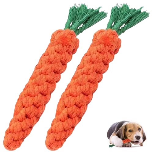 Lot de 2 jouets à mâcher pour petits chiens, carottes, jouets à mâcher, cordes interactives Kong, petites dents, jouet à mâcher tressé
