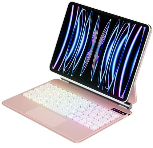 GKABXY Custodia con tastiera per iPad Pro 11 4./ 3° / 2° generazione 2022/2021/2020, Magic Keyboard con supporto reischwebenden Stand, 7 tasti di illuminazione, Multi Touch Trackpad Tastiera Caso