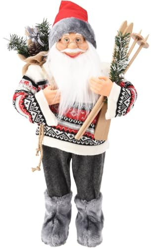 Carousel Home Large Nordic Standing Santa Claus Figurine | Grey Father Christmas Doll Santa Claus Figure Ornament | Traditional Father Christmas Decorations Indoor - 60cm