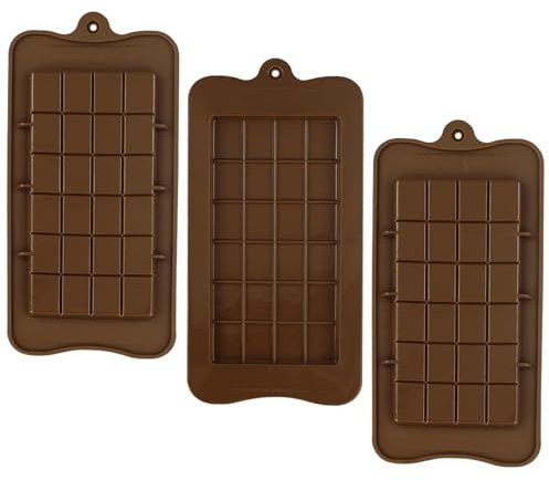 3 Pcs Silicone Break-Apart Chocolate Moulds - Non-Stick, Reusable Candy, Protein & Energy Bar Molds, Fudge Molds, and Ice Tray for DIY Baking