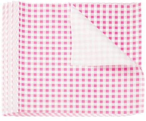 sourcing map 500 fogli di carta cerata quadrata a scacchi, 38 x 38 cm, per alimenti secchi, assorbenti, per panini, panini, panini, hamburger, cucina, rosa