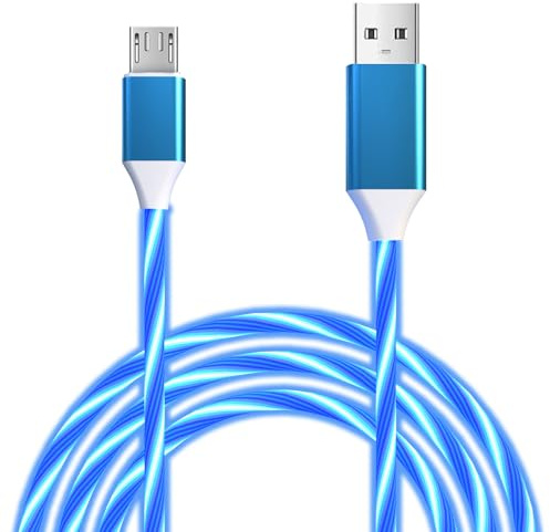 LED Micro USB Cable,6.6FT 3A Light Up Fast Charging Cable, Micro USB Cord for Android Samsung Galaxy S7 S6 S5, Note 5 and Other Android Phone Cable(Blue)