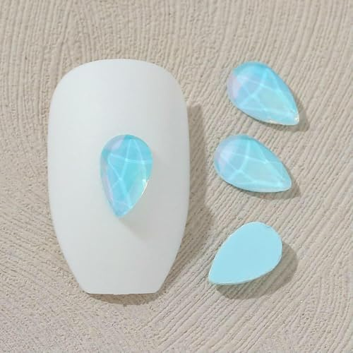 Opal Mocha 5.2x8mm Drop-Shaped Wholesale Flat Bottom Nail Art Rhinestones Self-Adhesive Shiny Glass Crystal 3D Nail Decoration-Mocha Aqua-5.2x8mm-500Pcs