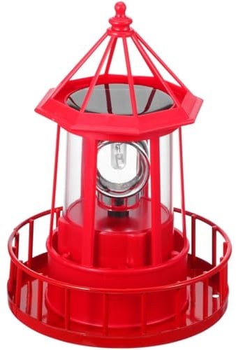 BESPORTBLE Solar Garten Leuchtturm Rotierenden Lampe Abs Eisen Konstruktion Rot Outdoor Decor