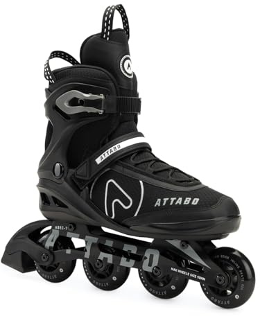 ATTABO Bricker Fitness - Patines de Ruedas para Hombre, cómodos y estables para el Tiempo Libre y de Entrenamiento con riel de Aluminio, Ruedas de Poliuretano de 80 mm, rodamientos ABEC-7, Freno TPR