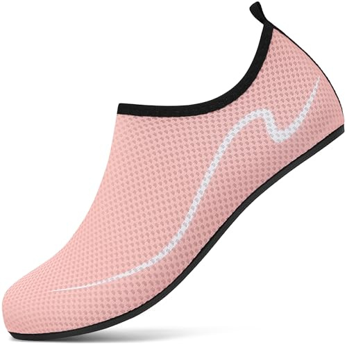 gitzing Water Beach Swim Shoes Women Quick Dry Sea Shoes Men Breathable Aqua Lightweight Barefoot for Surfing Running Driving Pool Yoga, Pink 3.5 UK/36 EU