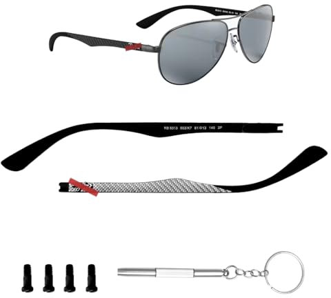 HiCycle2 Brillenbügel-Ersatz für Ray Ban RB8313 Sonnenbrille, Bügelarme, Kohlefaser, 8313M, Brillenreparatur-Set (schwarz)