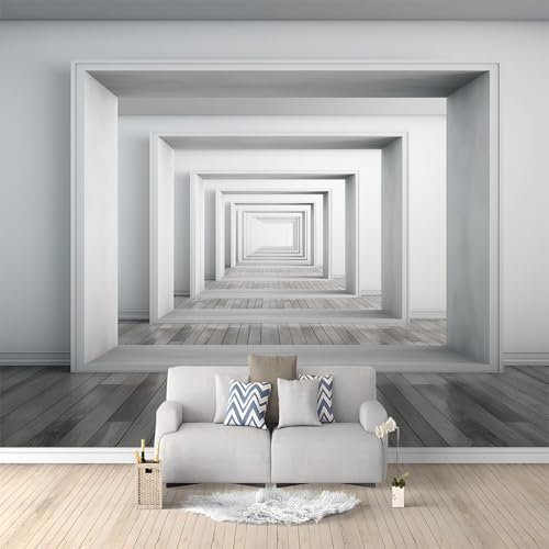 Fototapete Minimalistischer Tunnel 400 x 280 cm Tapete 3D Vlies Wanddeko Wallpaper Wandtapete Dekoration Study Zimmer Wohnzimmer Restaurant Cafe, Weiß