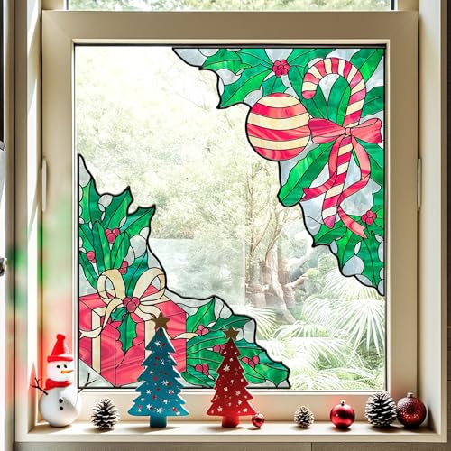 Fensterbilder Weihnachten, PVC Weihnachtsdeko Fenster, Fensterdeko Weihnachten Wiederverwendbar Bad Kinderzimmer, Christmas, 45X80CM