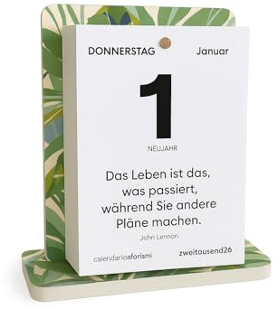 Q&B Tischkalender 2026 mit motivierenden Zitaten | Abreißblätter mit philosophischen Zitaten | Aufgezogener Forex-Sockel | Geschenkidee (2026, Leaf 1 Stück)