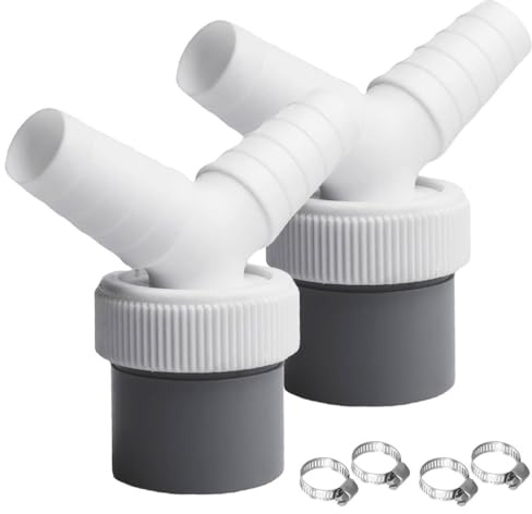 Waschmaschinen-Abfluss-Splitter, 2 Stück Doppel-Ablaufrohrverbinder, platzsparend, Y-Abzweig-Design, Abflussrohrverbinder mit 4 Schlauchschellen für Spülmaschine und Waschmaschine