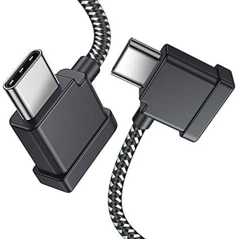 30cm USB C auf USB C Fernsteuergerät Kabel,Controller Datenkabel mit DJI Mini 2/3/4/5 Pro,Mavic 4/3,Air 3/3S/2S,RC-N1/RC 2/Pro 2/Plus 2 Remote,Drohne zu iPhone 17/16/15/iPad Tablet 90-Grad-OTG-Zubehör