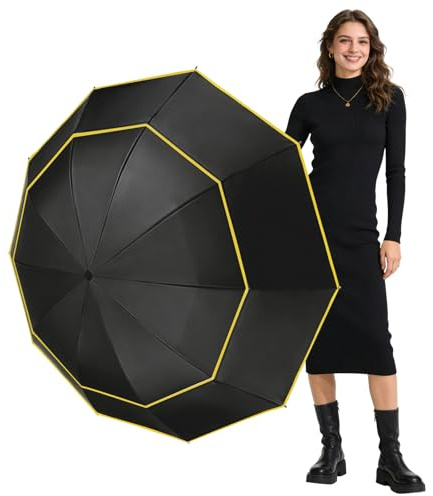 TOROKOM 160 cm großer kompakter Golf-Regenschirm, doppelter Baldachin, belüftet, winddicht, wasserdicht, Stockschirme für Damen und Herren