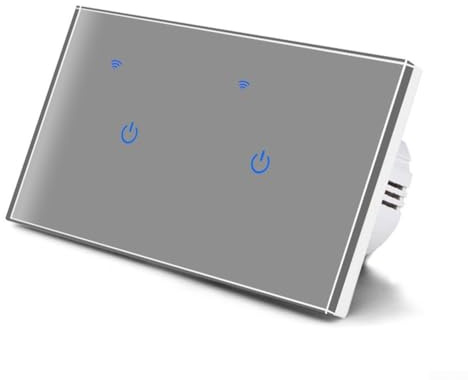 Smart Light Switches, WiFi Touch Wall Switches with Glass Panel, Smart Switch for Voice Control of Lights and Appliances, WiFi Touch Light Switch App Control(2 Gang)