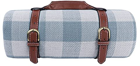 ZenMaarket 200x200cm große Picknickdecke für Draußen, wasserdicht | Sandabweisend, tragbar, blau‑weiß kariert, extra groß, für 6‑8 Erwachsene, Camping & Picknick geeignet