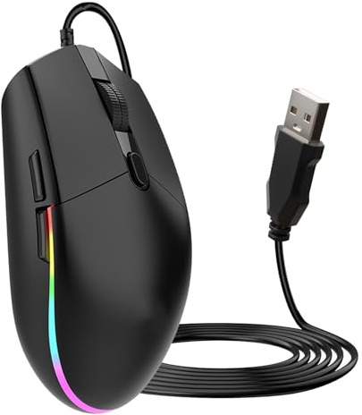 Voltrique Wired RGB Gaming Mouse 3600 DPI 6 Buttons USB Ergonomic Black