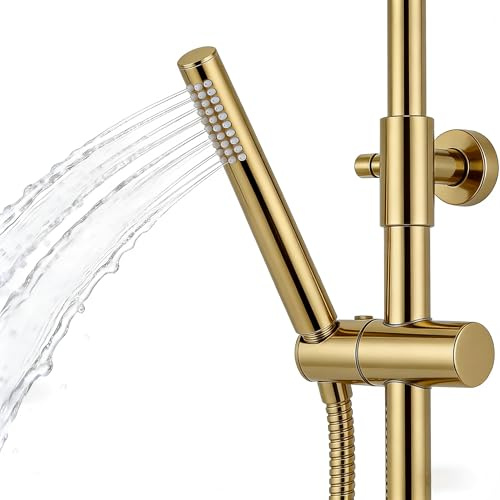 Duschbrause mit Starkem Strahl & ohne Wassersparfunktion – Edelstahl 304 Handbrause in Gold (Hotelqualität) für kraftvolles Duscherlebnis im Bad & Wellnessbereich