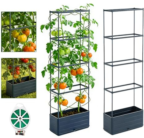 2 Pack Raised Garden Bed Planter Box with Trellis, 55in Tomato Planter