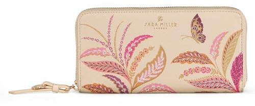 Sara Miller London Zip Around Wallet, Women's Purse Clutch, Coin Pocket and Card Holder, Faux Leather, Large, Fern Garden