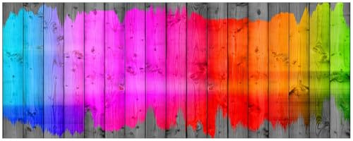Wallario Küchenrückwand selbstklebend 115 x 50 cm, Motiv: Holzpaneel - Bemaltes buntes Holz | Spritzschutz abwischbar & pflegeleicht