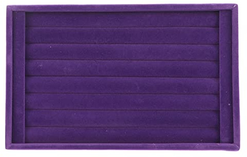 YolieraArt 7 Slots Ring Earrings Tray, Purple Velvet Multifunctional Organizer, 9.1 x 5.5 x 1.2 Inch, Stackable Space Saving Jewelry Display Showcase
