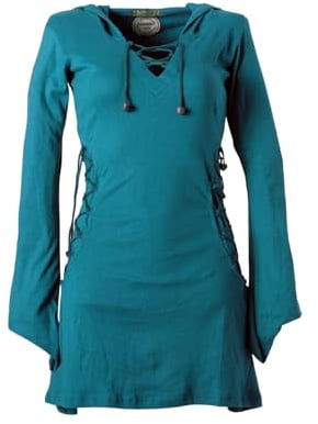 Vishes Elfenkleid mit Zipfelkapuze & Schnürbändern | Handgefertigt aus 100% Baumwolle | Ideal für Herbst & Frühjahr | Nachhaltige Alternative Bekleidung