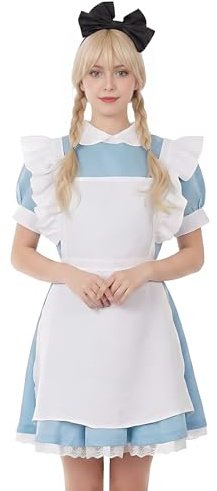 CoolChange Dienstmädchen Cosplay Kostüm mit Schürze und Haarreifen
