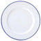 Utopia Avebury Blue Rim Plate 10inch / 26cm - Rustic Enamel Style White Vintage Dinner Plate