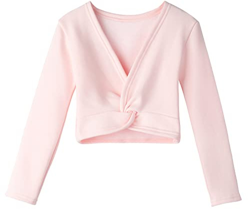 Lisianthus Girls' Classic Thick Ballet Long Sleeve Wrap Top Pink 3-4T