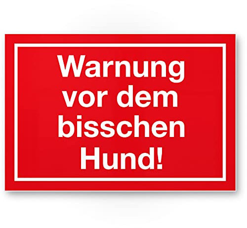 Komma Security Warnung vor dem Bisschen Hund - lustiges Hunde Schild Hinweisschild Haus - Türschild Haustüre Warnschild kleine süße Hunde - Achtung Hund witzig