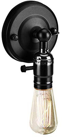 Zerodis Vintage Light Holder E27 Edison Retro Wandleuchte mit Schalter für den Heimgebrauch und Dekoration 220V Silber(Schwarz)