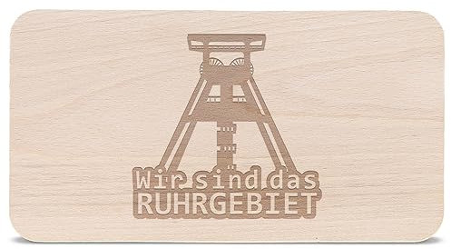 GRAVURZEILE Frühstücksbrettchen mit Gravur - Wir sind das Ruhrgebiet - Holz Schneidebrett Vesperbrett Brotzeitbrett - Geschenk für Anwohner & ehemalige Bergbau Mitarbeiter - Ideal auch als Souvenir