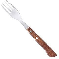 Tenedor Montana Chuletero Acero Inoxidable 9 cm. Mango Madera (Blister 3 Piezas)
