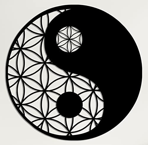 Metall-Yin-Yang-Dekor, Metall-Wanddekoration, Metall-Wandkunst, Innendekoration, Wandbehänge, heilige Wandkunst, Zen-Wanddekoration, geometrische Dekoration (45 x 45 cm)