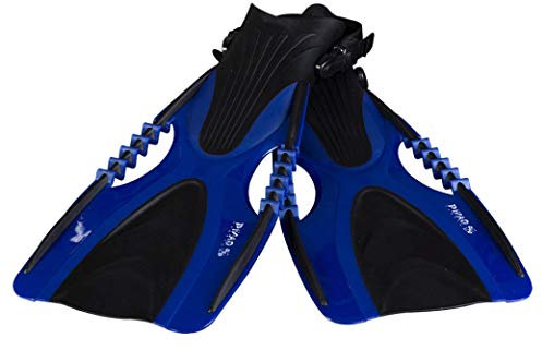 PiNAO Sports - Verstellbare Taucherflossen für Jugendliche, Größe S - L,[Schwimmflossen, Schnorchelflossen, Freizeitschnorchler, Hobbyschnorchler, Schnorcheln, Gr. 37-44] (blau, M -L)