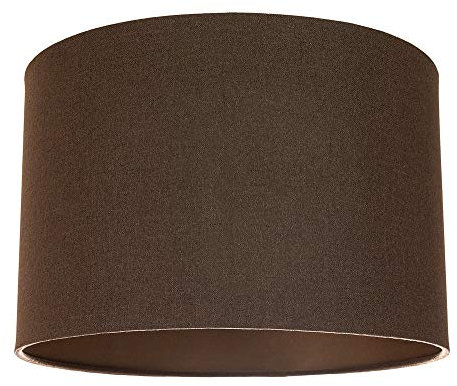 Contemporary and Sleek 12 Inch Dark Chocolate Brown Textured Linen Fabric Drum Lamp Shade 60w Maximum | 30cm Diameter | for Table Lamp or Pendant by Happy Homewares