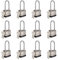 40mm Keyed Alike Nickel Plated Laminated Steel Padlock, 1-9/16 Wide Body 2-inch Long Shackle Padlocks with Keys Pack of 12