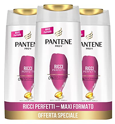 Pantene Pro-V Ricci Perfetti, Shampoo capelli ricci luminosi e corposi, 3x675 ml