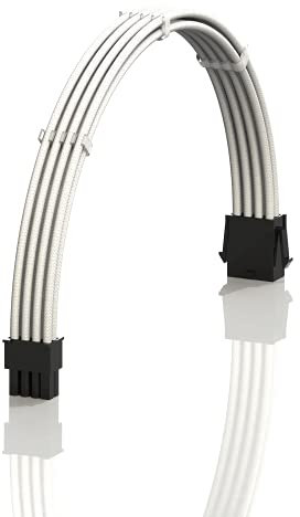 LINKUP - AVA 30cm 8 Pines (4+4) CPU ATX Placa Base PSU Fuente de Alimentación Cable de Extensión de PC Personalizado con Mangas Trenzadas con Peines┃Un Solo Paquete┃300mm - Blanco