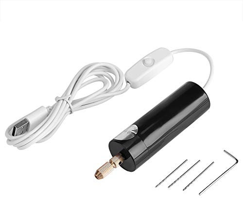 【𝐏𝐚𝐬𝐜𝐮𝐚】 Mini Taladro Manual, Mini Taladro eléctrico portátil pequeño Taladro Micro USB de Mano con bits de 3 Piezas DC 5V