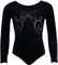 Mädchen Langarm Gymnastikanzug aus Stretch Velvet blickdichter Kinder Turnanzug mit Rundhals Samt & Hexagon-Pailletten Turnbody Gymnastiktrikot Turntrikot Farbe Schwarz, Größe 128