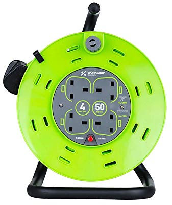 50 metre 4 Way Reel Gang Socket Extension Cable Reel Electrical Lead Heavy Duty